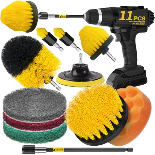 Holikme 11 Piece Drill Brush Attachment Set Scouring Pads Power Scrubber...