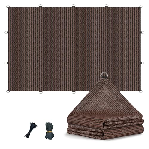 90% 12x20ft Sun Shade Cloth with D-Rings Breathable Pergola Shade Cover with Reinforced Webbing at Every D-ring and Corner200GSM Sun Shades for Outdoor Patio Garden Deck & Backyard (Mocha)