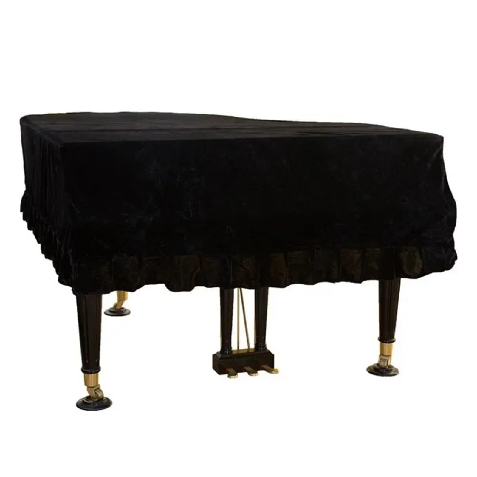 Złoty Aksamitny Miękki Obramowany Trójkątny Pokrowiec Na Pianino, Domowy, Zmywalny, Piękny, Pyłoszczelny Pokrowiec Na Pianino(Black)
