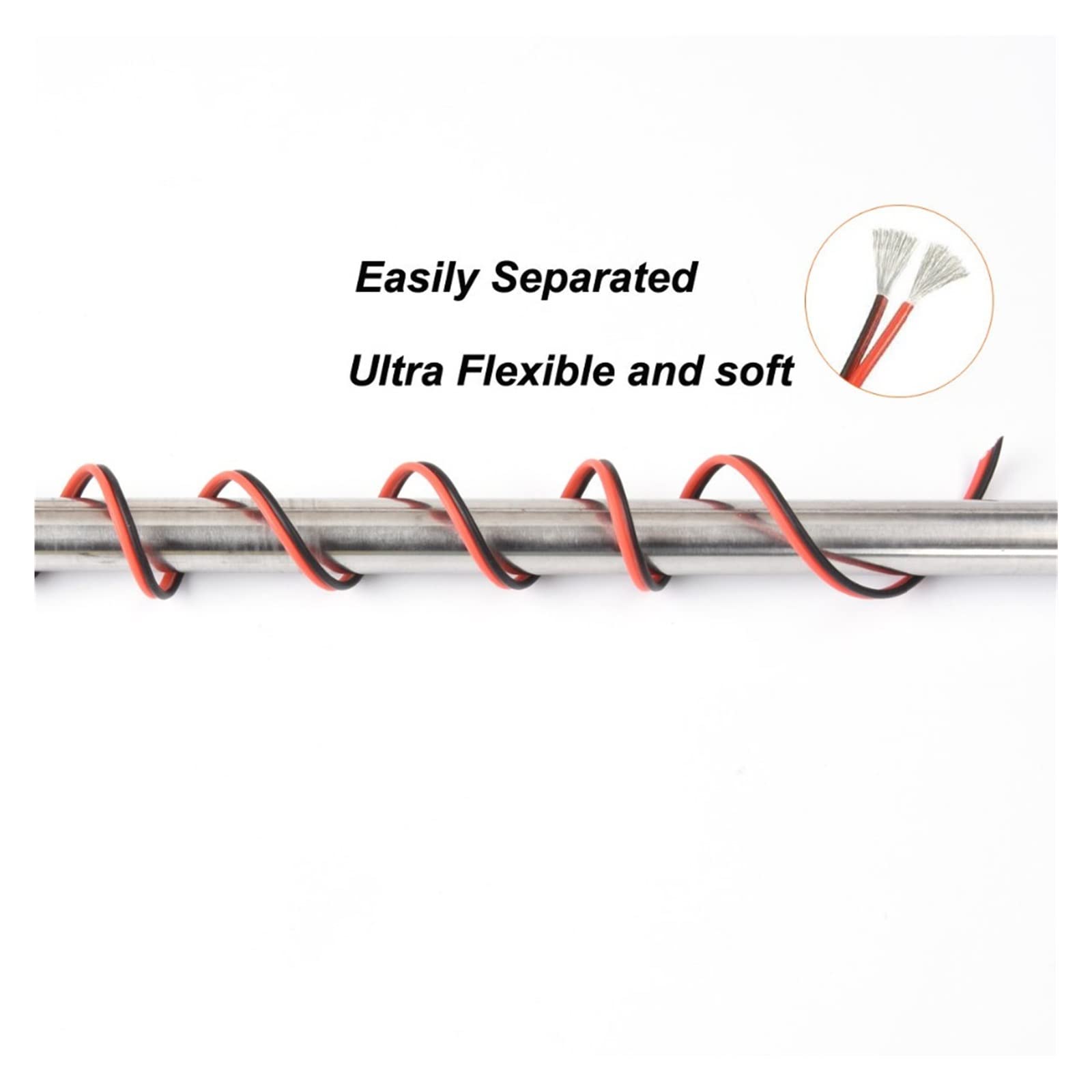 Cable eléctrico de Silicona de 2 Pines Extension18awg Negro y Rojo Línea de Cable Paralelo de 2 Conductores Longitud Flexible Suave Leisurely (Size : 7M, Color : 18 AWG)