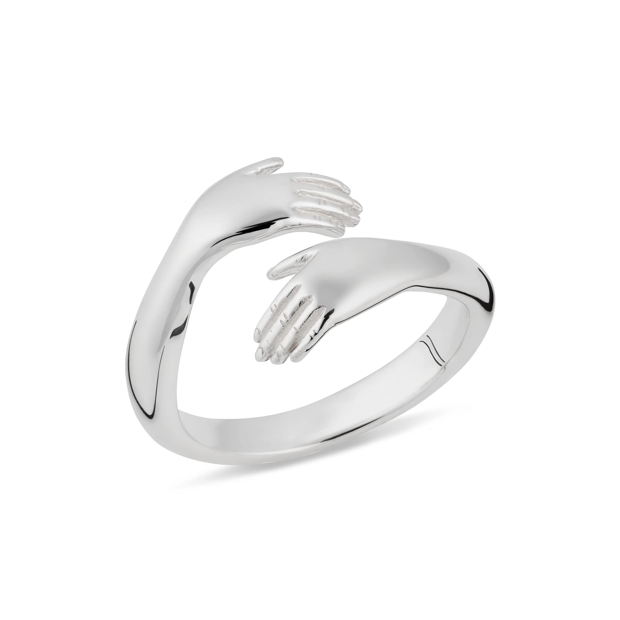 – Lily Charmed - 925 Sterling Silver Adjustable Hug Open Ring, 18ct Gold Plated Silver