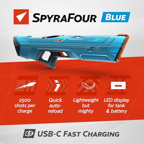 Image of SPYRA Electric Water Blaster, Outdoor Squirt Gun for Pool Games, Blue