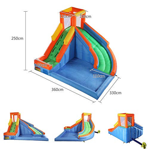 Sandinrayli Inflatable Water Slide Bounce House with Splash Pool & Climb Wall, Inflatable Water Park Including Carry Bag, Repairing Kit, Stake (Blower Not Included)