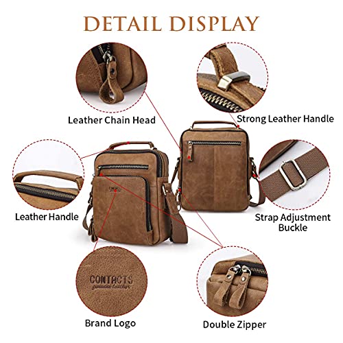 CONTACTS Leather Messenger Bag for Men, Messenger Bag,Genuine Leather Crossbody Bag Shoulder 9.7" iPad Bag for Work Travel Handbag4