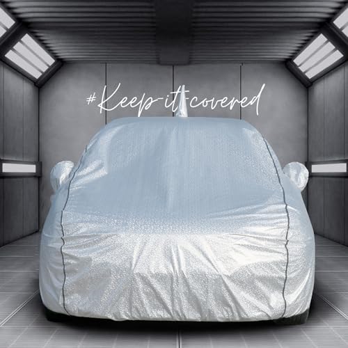 Image of Allextreme RK7007 100% Tested Waterproof Car Body Cover Compatible with Renault KWID Custom Fit Dustproof UV Heat Resistant Indoor Outdoor Body Protection (Reflective Silver with Mirror)