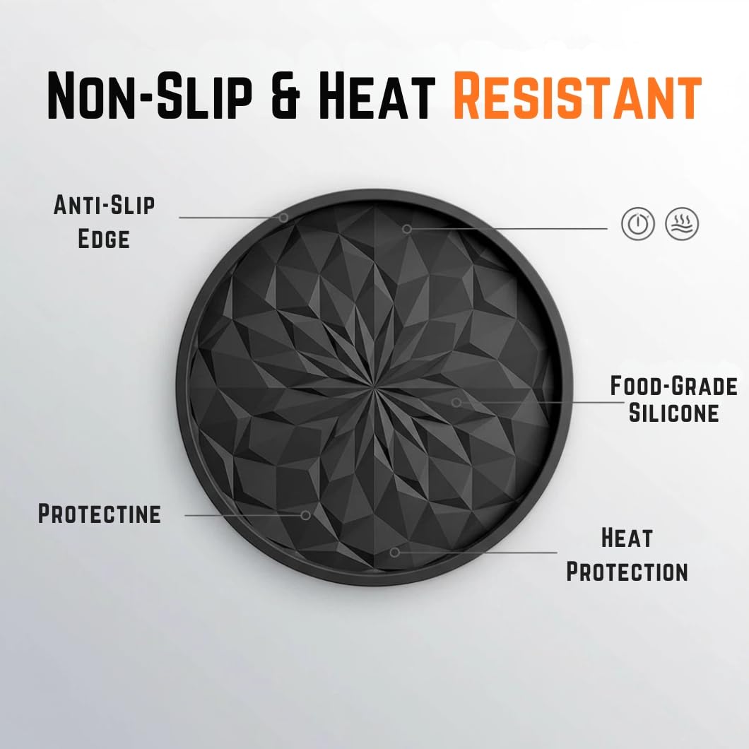 Sottobicchieri in Silicone con Supporto, Set da 6 Pezzi in Nero, Antiscivolo e Resistenti al Calore, Lavabili in Lavastoviglie – Per Bevande, Caffè, Tazze, Cucina, Bar e Soggiorno, Protezione Tavolo