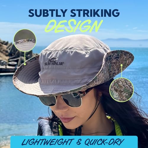 Image of SUN NINJA Bucket Hat for Men & Women, Cooling with Adjustable Strap, Wide Brim, UPF UV 50+ Protection, Foldable for Outdoors