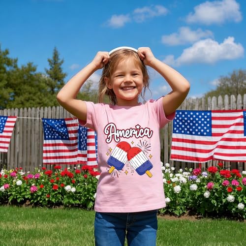 Image of Boys 4th of July Shirts-Toddler Girls Patriotic American Flag Tees Kids Memorial Day USA T-Shirts 2-7T