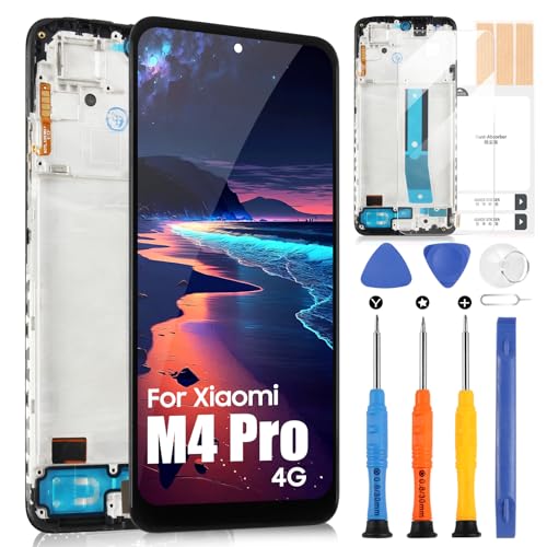 Pantalla LCD para Xiaomi Poco M4 Pro 4G 2201117PI 2201117PG LCD Pantalla para Poco M4 Pro 4G 6.43' MZB0B5VIN Pantalla táctil digitalizador Reemplazo Pantalla Asamblea con Herramientas (Negro con