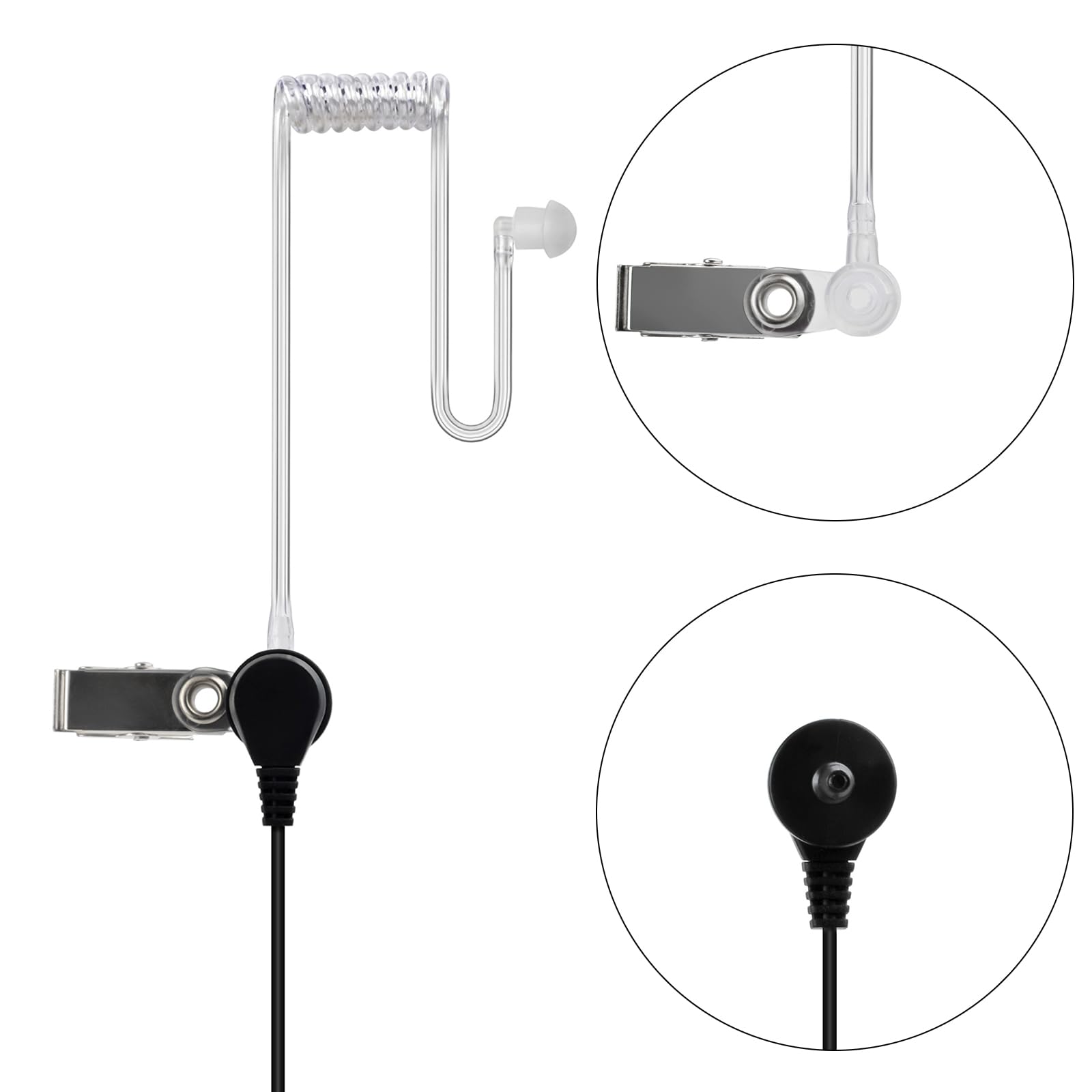 YNIBST Pinganillo de Tubo de Aire Transparente para Walkie Talkie, Auricular Discreto con PTT para Radio, Compatible con Motorola Talkabout, para Modelos T62/T80/T82/T92 (1 Pieza) - 3
