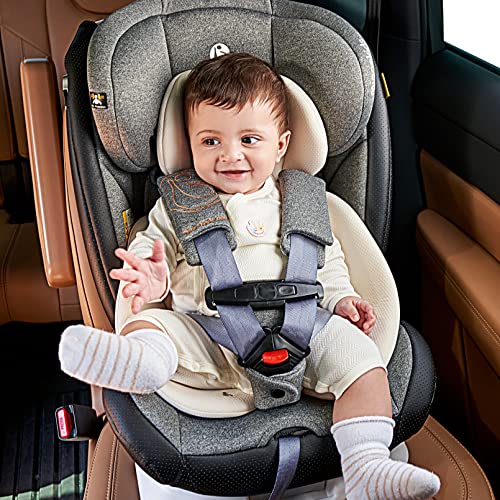 Innokids Car Seat Strap Cover Set For Baby Kids Seat Belt Covers With Crotch Pad Back Anti-Slip Design For Car Seats Pushchair Stroller (Medium (5.9”L), Gray) #TOP1