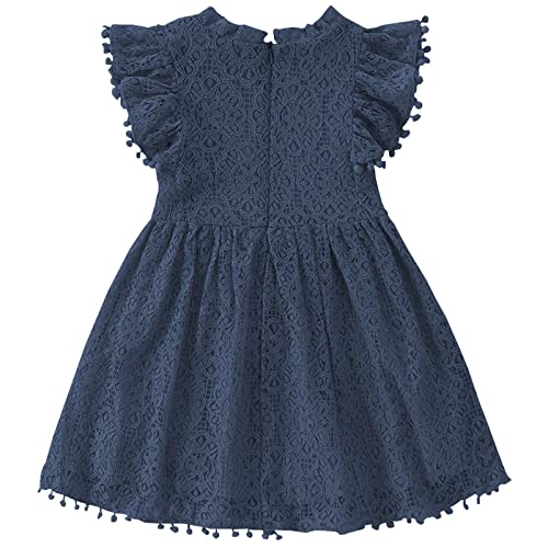 Toddler Girls Cute Pompoms Lace Floral Elegant Retro Swing Party Dress2