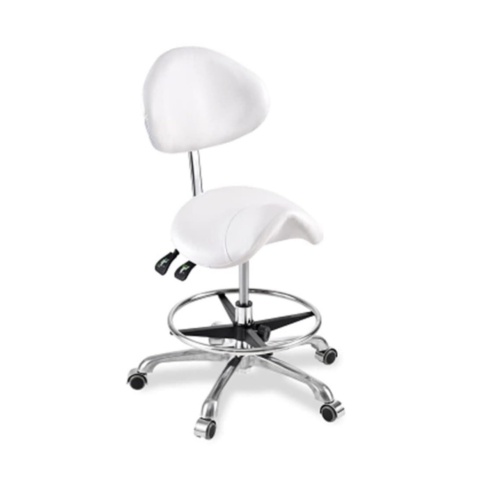 METTEOR Saddle Chair Stool Swivel Rolling Chair Hydraulic Adjustable Stool with Casters for Salon, Spa, Massage,Tattoo, Dental (White One Size)