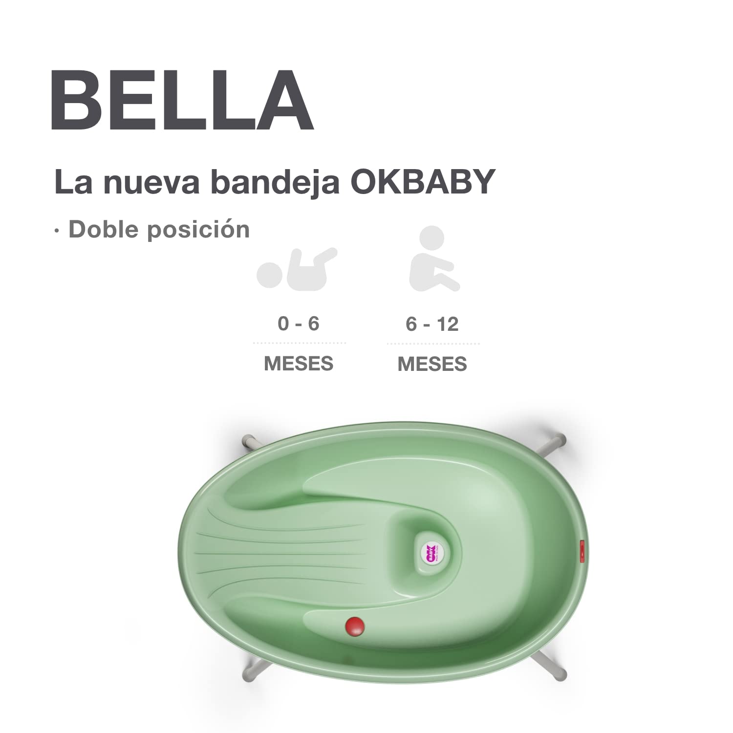 OKBABY Kit Bella bañera más soporte - Perfecto para la hora del baño desde 0-12 meses - Verde