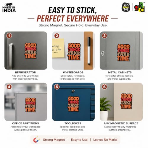 Image of GKD Wooden Motivational Quotes Fridge Magnet - Positive Quote Decor for Fridge, Office, Study Desk | Gift for Students, Friends & Colleagues Pack of 6 (Motivational Quotes)
