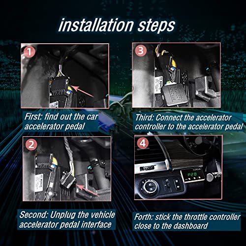 Throttle Response Controller, 9 Drive Modes Smart Electronic Throttle Controller Controller Racing Accelerator for Dodge Jeep Maserati Chrysler