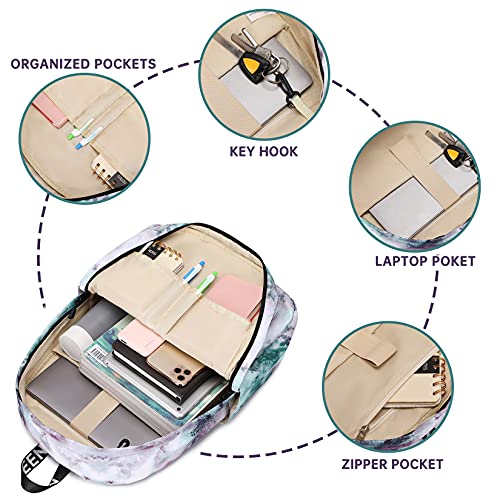 Lohol Tie Dye School Backpack With Lunch Box, Lightweight Bookbag Set For Girls Kids （Green） #TOP3