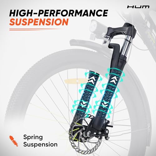 Image of Motovolt HUM 24 Electric Cycle | Up to 45 Km Range in PAS Mode | 24 inch Tyres | Removable 36V 6Ah LFP Battery(IP67) | 250W BLDC Motor | Dual Suspension | 120 Kg Load Capacity | Black