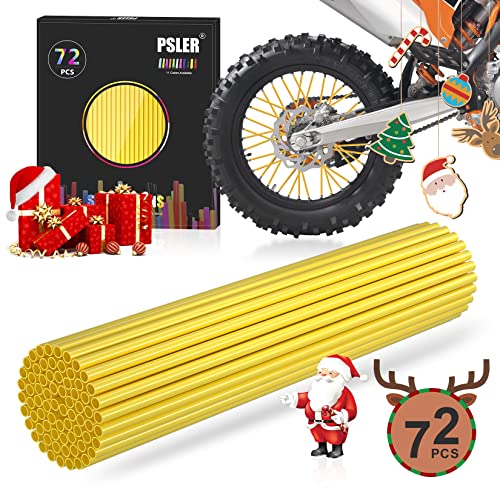 PSLER Dunkelgelbe Speichenabdeckungen für Motorrad, Fahrrad, Dirtbike, Rollstuhl, Kinderwagen, Speichenschutz, Dekoration, Schutzrohr, 72 Stück, mit Verpackungsbox