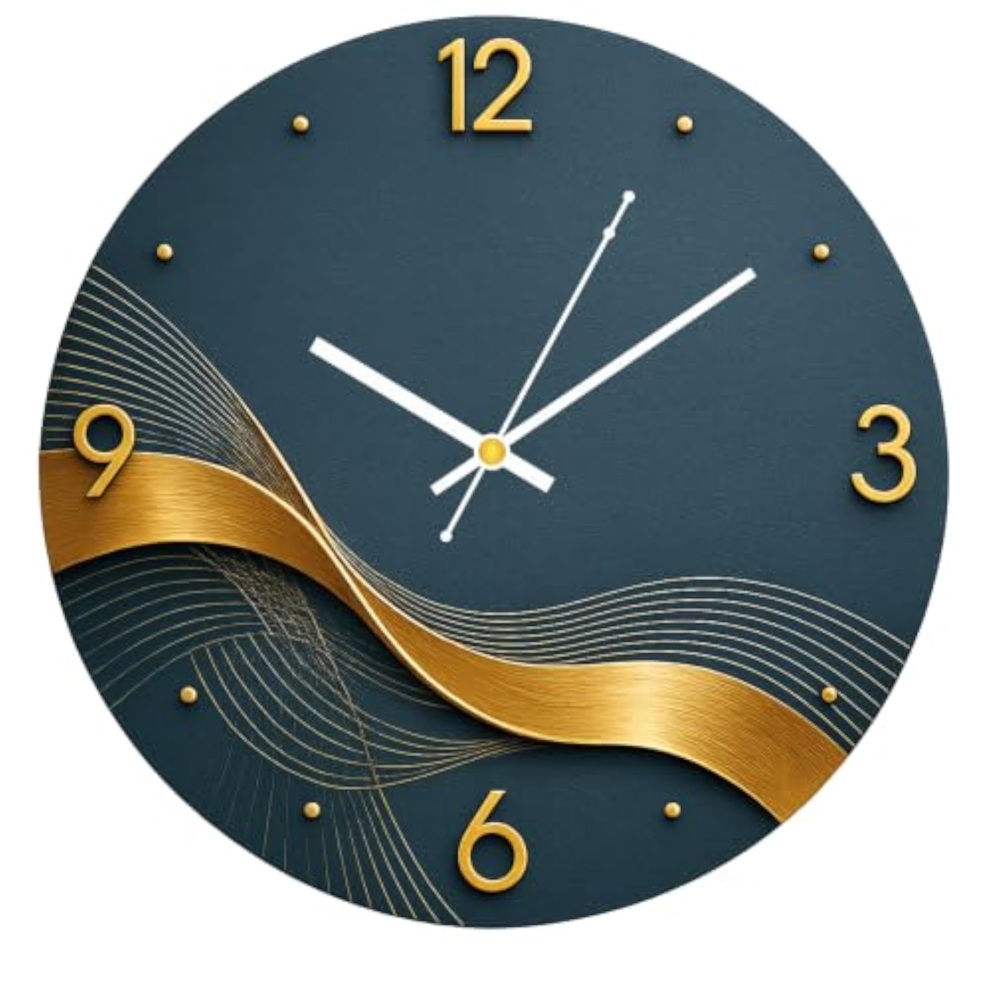 Gold Wave Inspired Wall Clock, Artistic Design