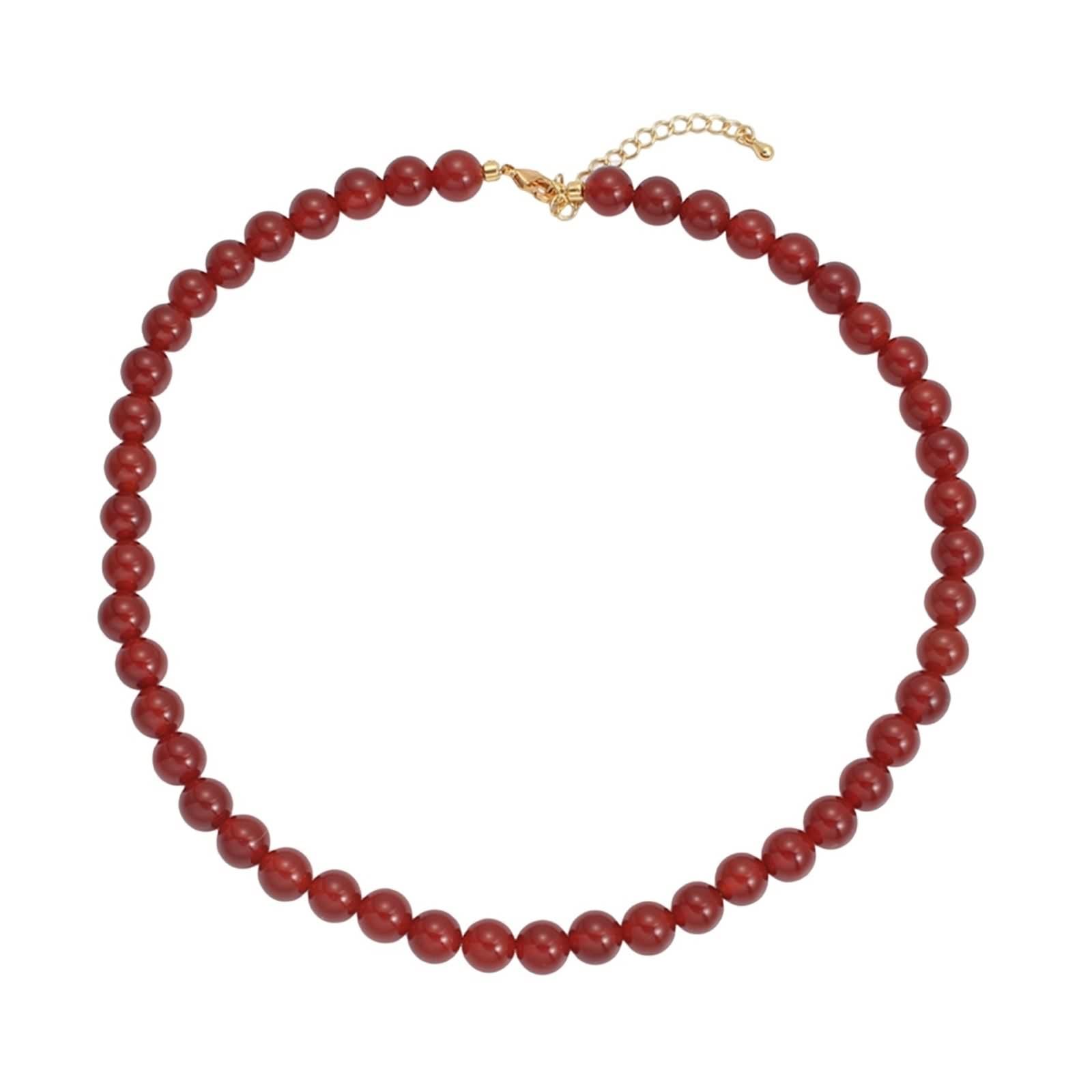 Collana Placcato Oro Donna, Collana Lunga Moda Oro Rosso Agata Agata Elegante Moda per Compleanno