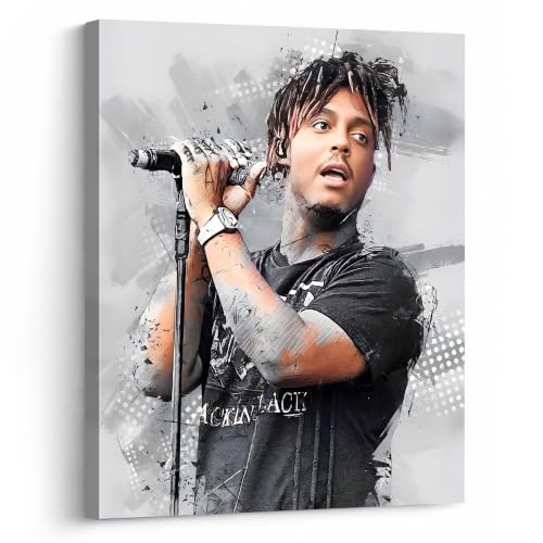 Image of Juice WRLD Canvas Wall Art, Rapper Collage Poster Print, Hip Hop Music Artwork for Bedroom Studio Gaming Room Decor, Vibrant Album Cover Picture Print Framed Music Wall Painting 8X10