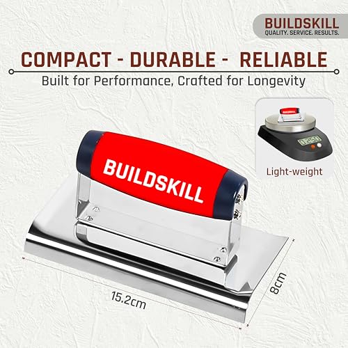 Image of BUILDSKILL Heavy Duty Metal Concrete Edger Tool with Ergonomic Rubber Handle | Ideal for Rounding Borders, Corners, and Applying Cement | Perfect for Finishing, Construction, & Home Improvement