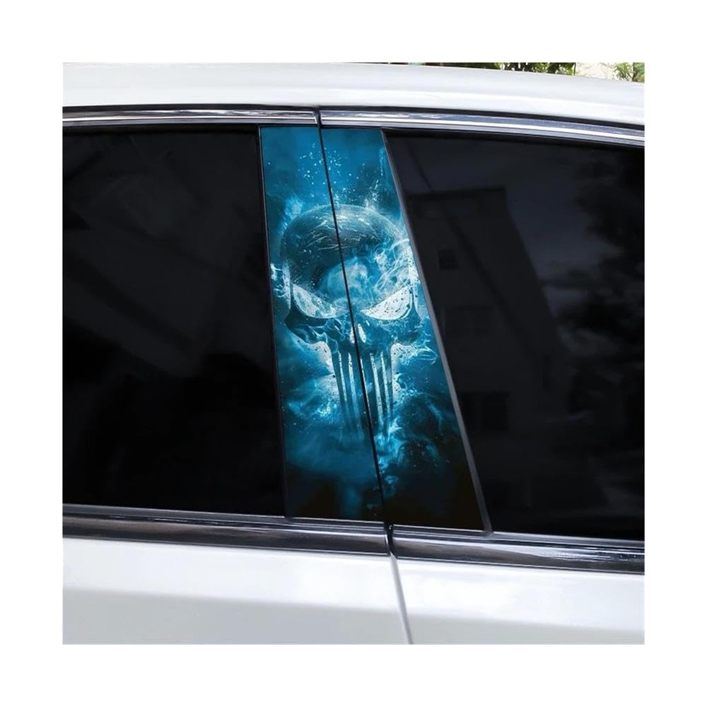 Bertdcx G ﻿2Pcs Skull Car B-Pillar Vinyl Waterproof Decal Diy Sticker Auto Parts(G)