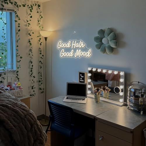 Image of WX&YH Good Hair Good Mood Neon Sign Hair Salon Led Sign for Wall Decor Haircut Neon Lights for Business Barber Shop Store Hair Salon Neon Sign Lights Decor Gifts for Women