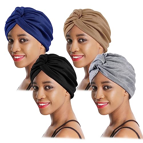 XEPST 4 Piezas Pañuelos Quimioterapia, Turbantes y Gorros Oncológicos Para Mujer, Gorros de Dormir, Turbante Pelo Para Pérdida de Cabello