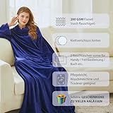 Lucadeau Kuscheldecke mit Ärmeln, Ostergeschenke für Frauen und Männer, Geburtstagsgeschenke für Frauen Männer, TV-Decke 150x200 cm (Blau)