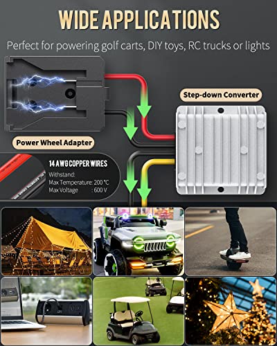 Image of Vibit 20V to 12V Step-Down Converter for Dewalt Battery, DC Power Adapter, Voltage Reducer Transformer 180 W Buck Converter Regulator for Golf Cart RC Car Truck Light & DIY