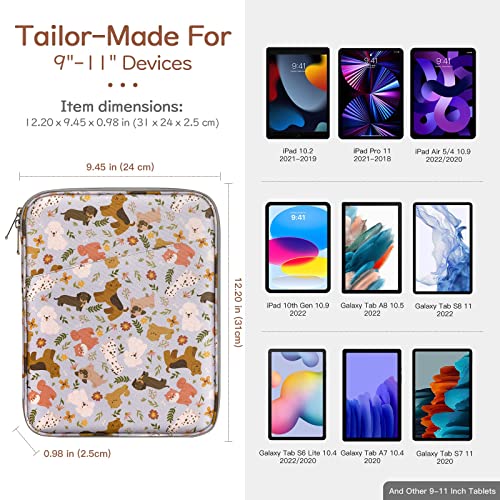 Dadanism 9-11 Zoll Tablet Sleeve Tasche Kompatibel mit iPad 10,2 2021-2019, iPad Pro M2 11 2022-2018, iPad Air 5/4 10,9 2022/2020, iPad 10. Gen 10,9 2022, Galaxy Tab S9/S8/A8/S6 Lite, Glückliche Hunde – Bild 3