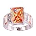 Psiroy 925 Sterling Silver Plated Emerald Cut Simulated Morganite Wide Band Engagement Ring Size 10