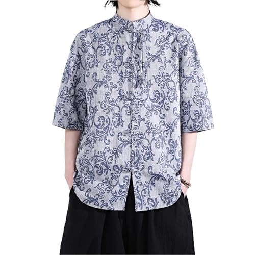 Chemise Courte Homme Style Chinois Respirante | T-Shirt Kung Fu Col Mao