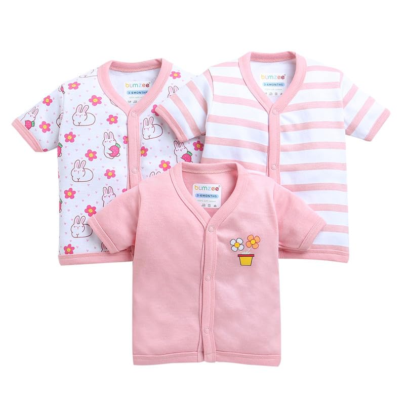 BUMZEEGirls Cotton Regular Half Sleeves Jablas Pack of 3 Age (Peb9007)