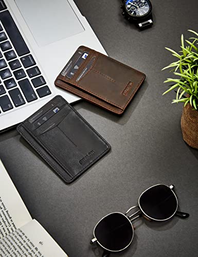 Estalon Real Leather Wallet For Men & Women - Rfid Slim Credit Card Holder Front Pocket Minimalist Small Cute Wallets With Id Window #TOP4