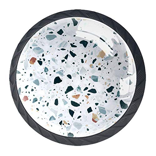 Terrazzo Lot de 4 boutons de tiroir style vénitien en pierre granit quartz marbre avec vis