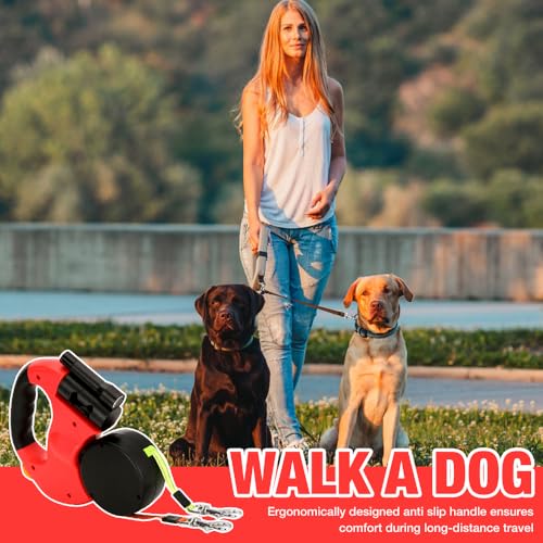 CLIUNT Doppelleine für 2 Hunde, Doppelte Einziehbare Hundeleine, Doppelte Hundeleine mit LED Licht, Hundeleine 3m, Reflektierende Hundeleine für Zwei Hunde mit 360° Drehung, für kleine Hundes