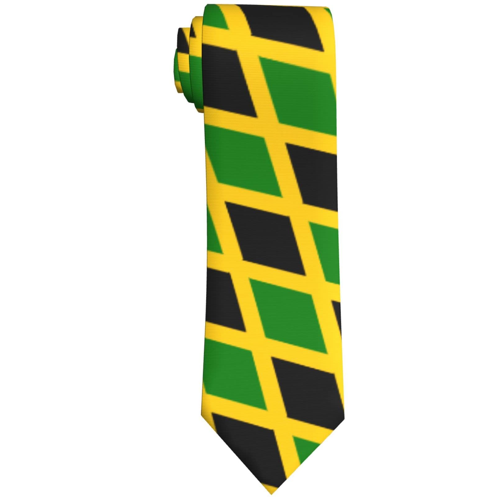 zerosevenee Jamaican Flag Necktie For Men Women,Casual Novelty Crazy Suiting Tie For Party Gift