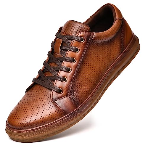 Image of Arkbird Casual Sneakers, Breathable Lace-Up Leather Walking Shoes Comfortable Fashion Sneakers for Men Daily Work