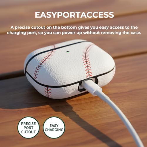 Image of for AirPods 4 Case Leather | One Piece Cute iPod AirPods 4th Generation Case | with Keychain | Airpods Case Gen 4 for Man Women-Model A3058 /A3059(Baseball-04)
