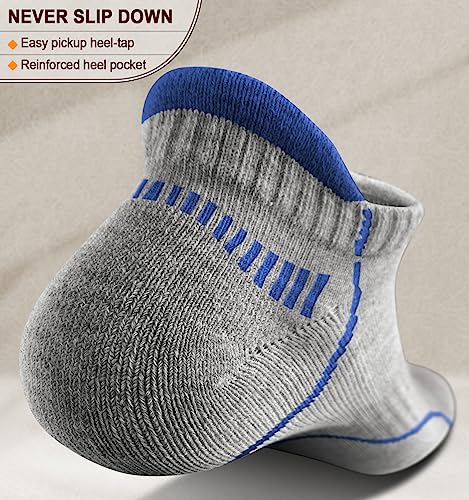 Image of BULLIANT Men Running Ankle Socks 6Pack-Cushioned Support-Low Cut No Show | Fully Terry Sole | Arch Support | Seamless Toe Closure | Moisture-Wicking Breathable Mesh | Reinforced Heel&Toe