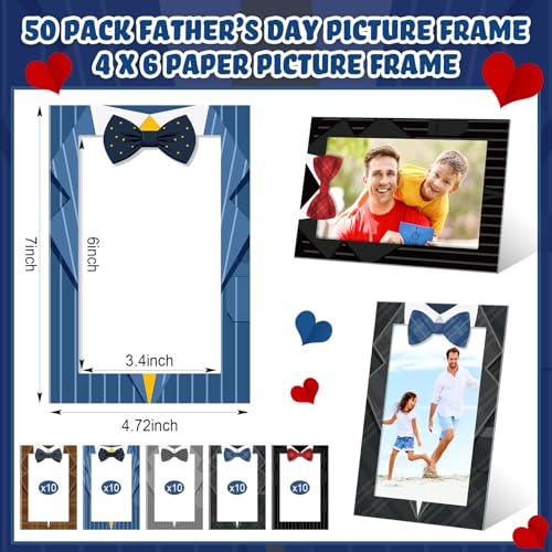 Image of AmazingSpark 50 Pack Paper Photo Frames Picture Frame Cards Decor(50 Pcs,Bow Tie)