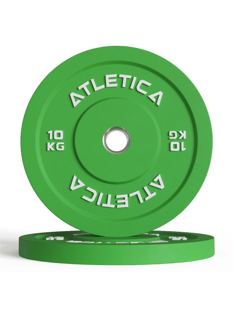 Atletica Set de Barre Olympique | Beta Powerlifting | Barre d'haltères Powerlifting | Disques Bumper de 190 kg | Colliers Pro | Couleur de la Barre d'haltères Beta Powerlifting: Vert Militaire