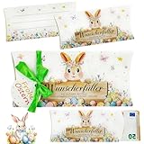12 Stück Wunscherfüller Geldgeschenk Ostern Verpackung,Hase Kissenschachteln Geschenkbox,mit Lustigem Hasen Design,Geldgeschenkverpackung,Befüllen Ostergeschenke,Gutschein und Süßigkeiten Schachtel