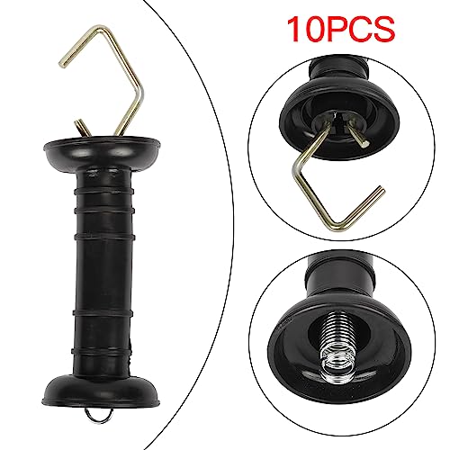 awagas 10 Pack Electric Fence Spring Gate Handles Ranch Fence Accessories, Simple Tension Spring Fence Handle for Electric Fence, Black - Image 4