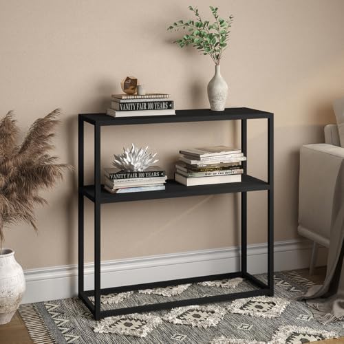 skølm Skadi Konsolentisch - Metallregal schwarz für Wohnzimmer - Flurtisch schmal 80x28x80 cm - Sofatisch mit Ablage - Schmales Regal Metall mit Stauraum - Beistelltisch mit verstellbaren Füßen skølm Skadi Konsolentisch - Metallregal schwarz für Wohnzimmer - Flurtisch schmal 80x28x80 cm - Sofatisch mit Ablage - Schmales Regal Metall mit Stauraum - Beistelltisch mit verstellbaren Füßen