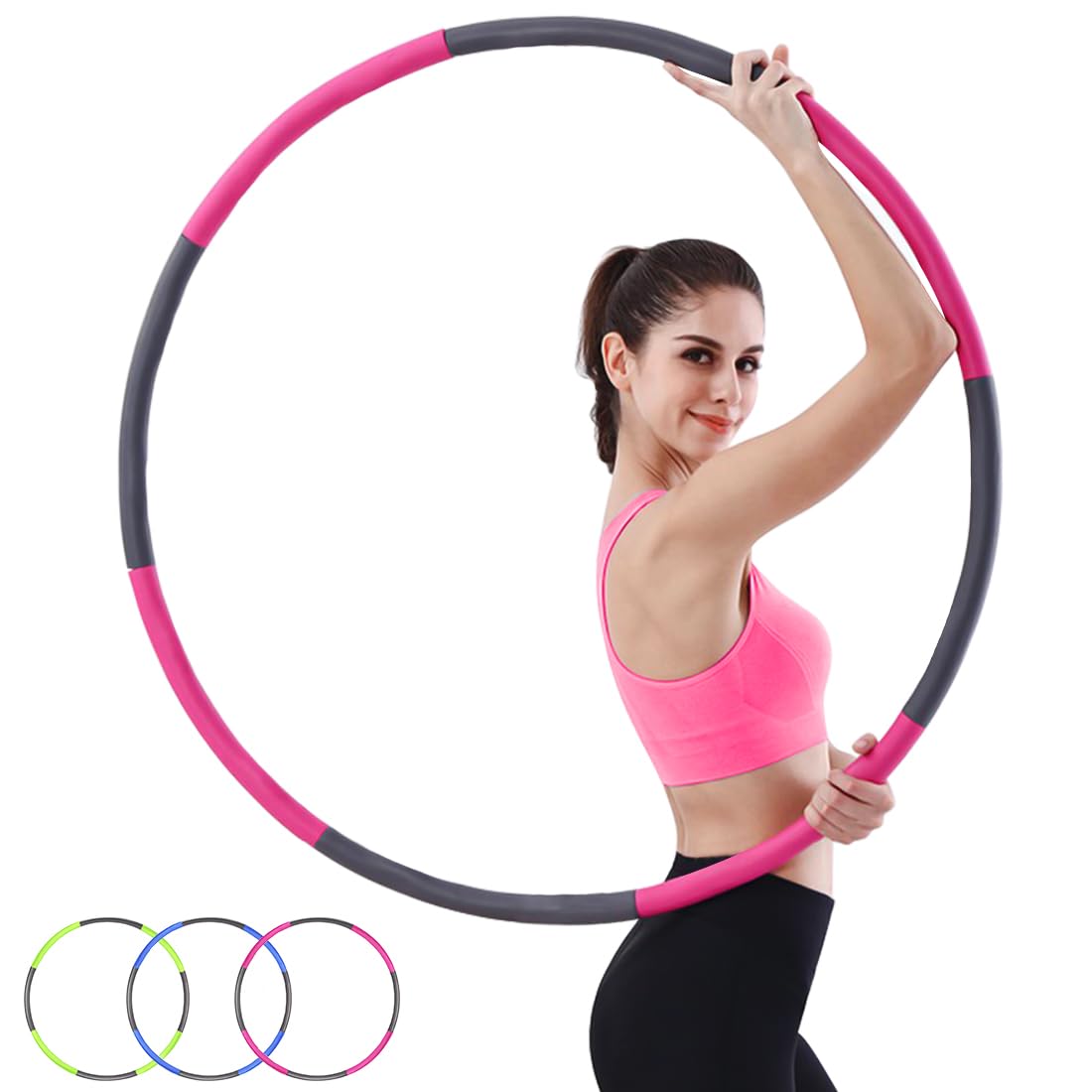 ROMIX Ważony Hula Hoop, Profesjonalne Zdejmowany 8 Segmentowy Hoola Hoop Odpowiednie dla Dorośli i Dzieci, Ważona Regulowane Piankowa Wyściełana Obrecz Fitness do Redukcji Wagi