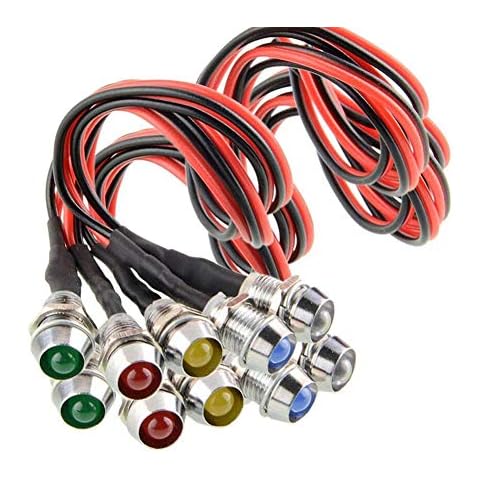 10 Pcs LED Indicator Light Lamp Pilot Dash Directional Car Truck Boat Blue red Green Yellow White (mixed color) Cover